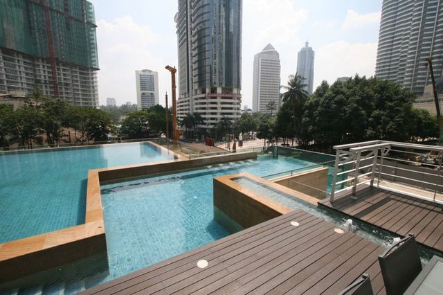 Swimming pool with timber sun deck