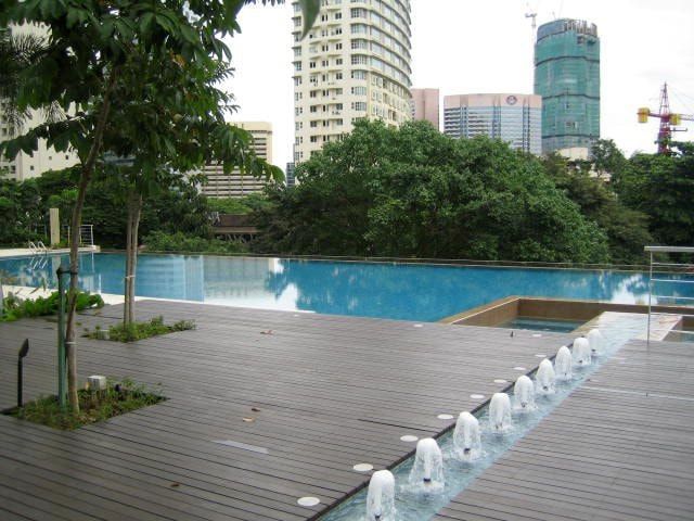 Pool deck with water jets
